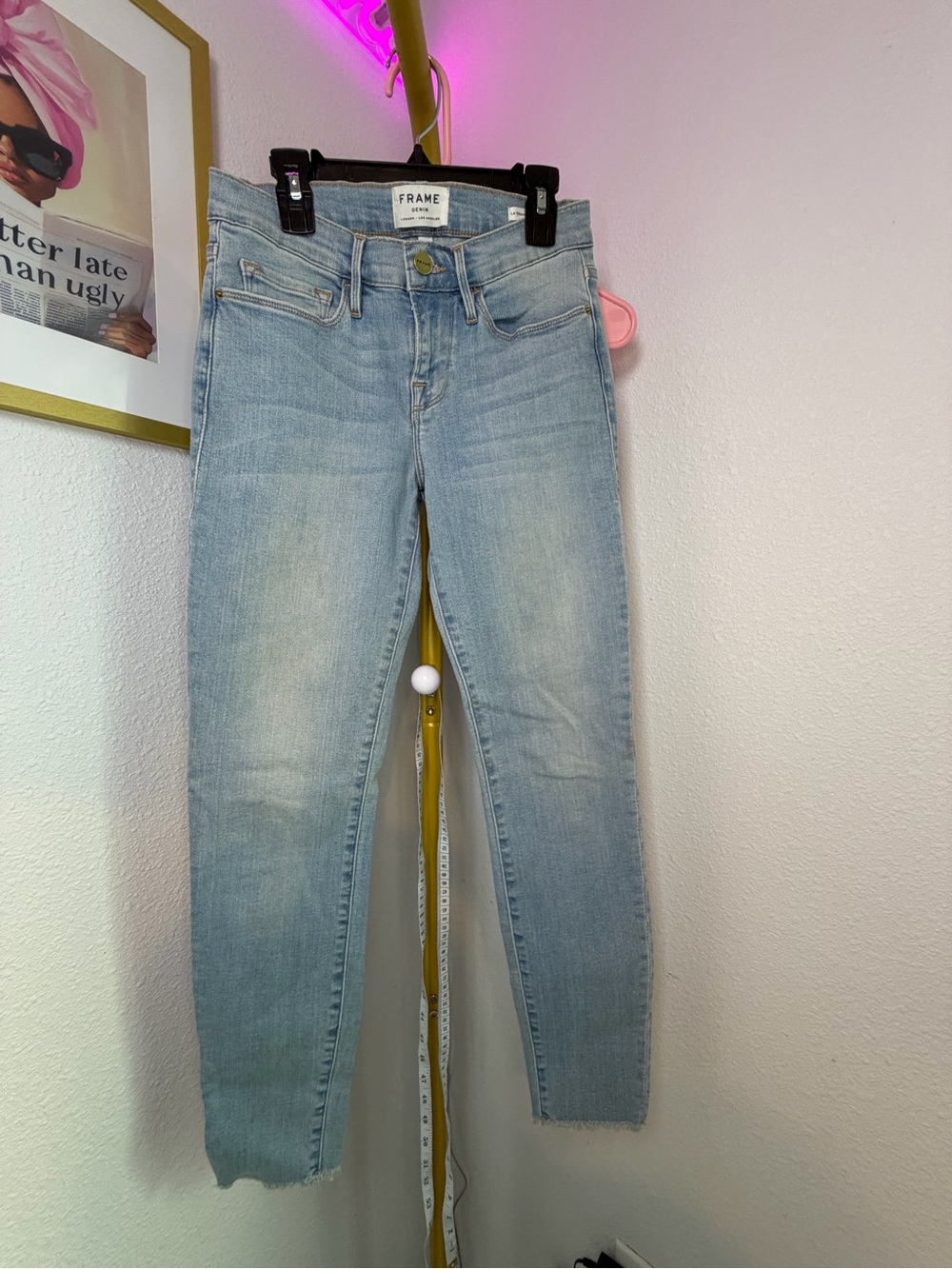 Frame Denim Light Blue High-Rise Skinny Jeans